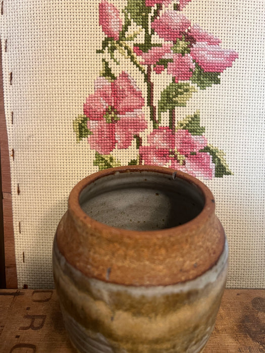 Vintage Signed Studio Pottery Vase With Nice Glaze Details as Is.