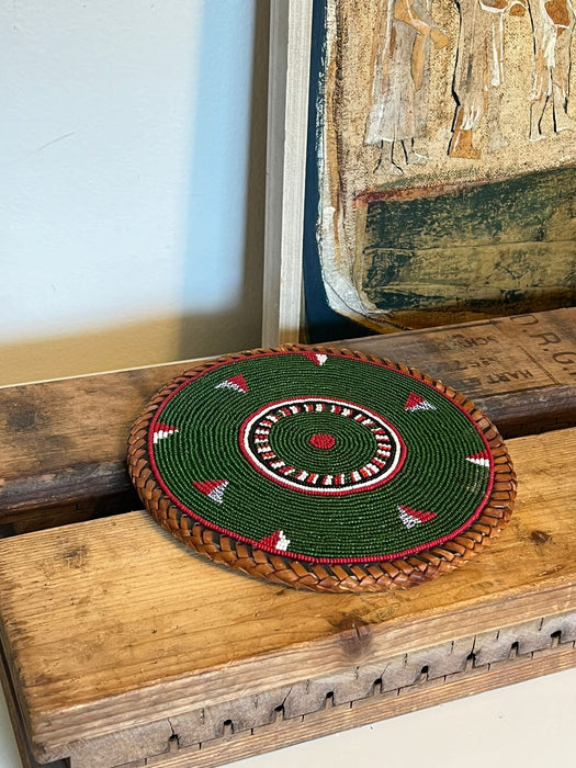 Vintage Woven Beaded placement coaster Decor.