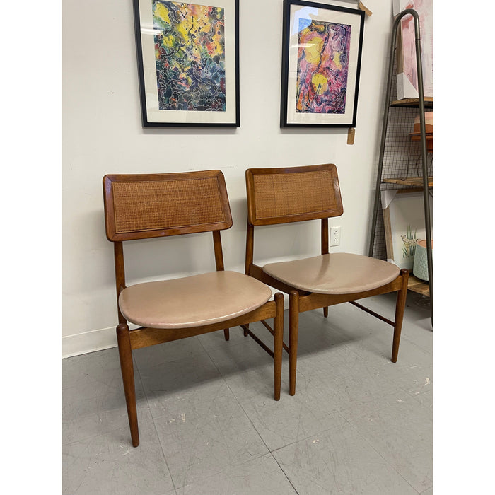 Vintage Danish Modern Style Pair of Rattan Chairs