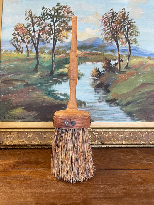 Handcrafted Whisk Broom with Turned Wood Handle and Natural bristles