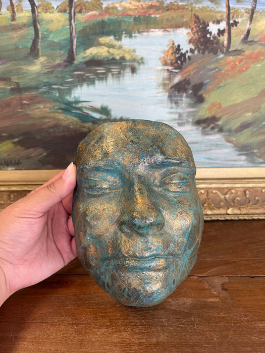 Patinated Bronze-Style Looking Ceramic Face Sculpture by Melinda,
Signed 2008
