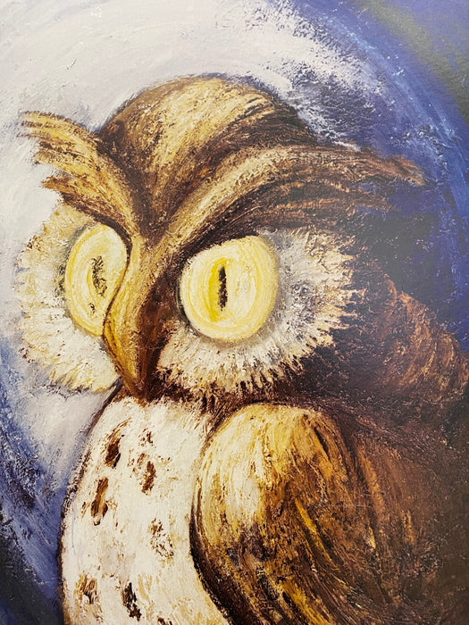 Vintage 1977 Brunon Exhibition Poster Paris Galerie d'Art de la Place Beauvau Owl Artwork