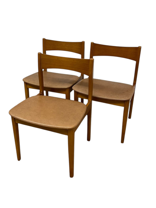 Mid-Century Modern Dining Chairs, Set of 3, Wooden Frames with Curved Backrests and Upholstered Seats