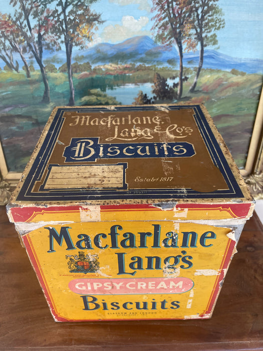 Antique Macfarlane Lang's Gipsy Cream Biscuit Tin Box, Early 20th Century, Glasgow & London