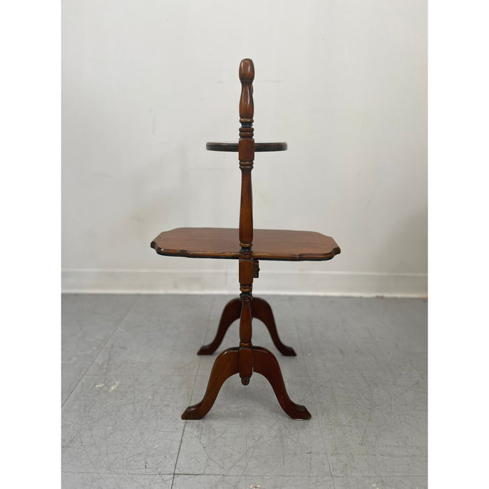 Vintage Two Tiered Side Table With Carved Legs