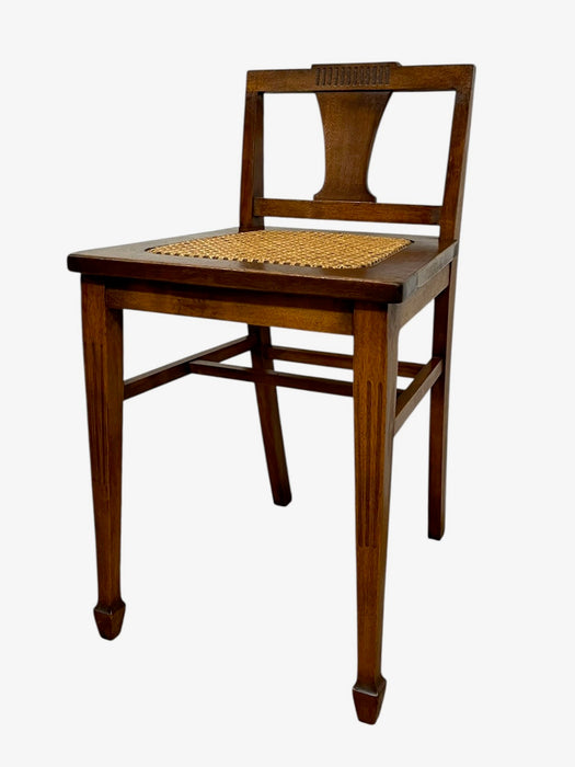 Vintage Arts & Crafts Style Wooden Side Chair with Caned Seat and Shaped Back Splat