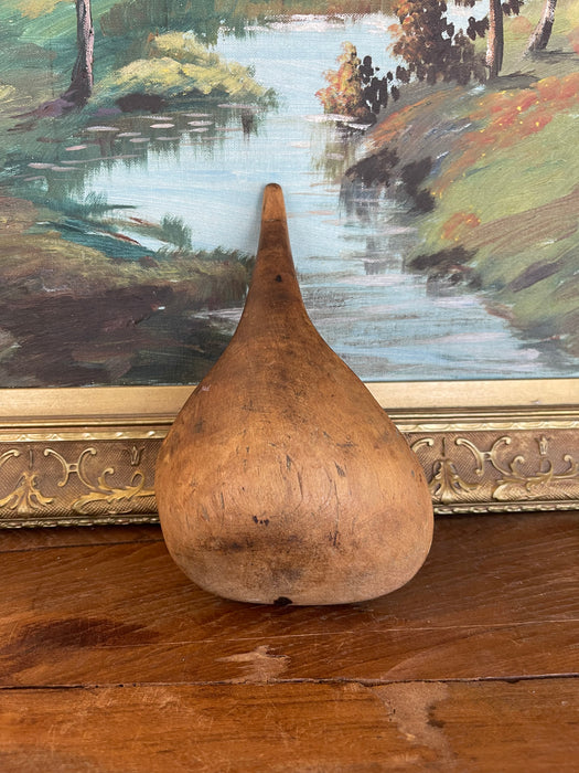 Antique 19th Century Hand-Carved Decorative Wooden Ladle Spoon with Sculptural Curved Handle.