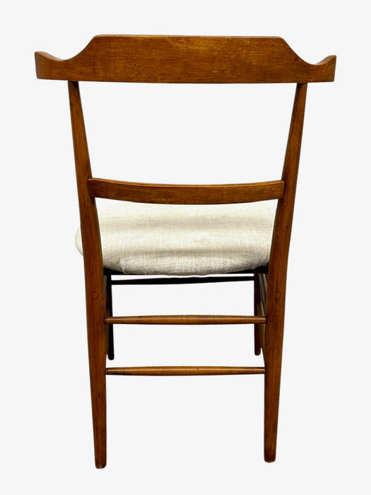 Vintage Mid-Century Modern Dining Chair in the Style of Milo Baughman - Upholstered Seat & Sculpted Wood Back