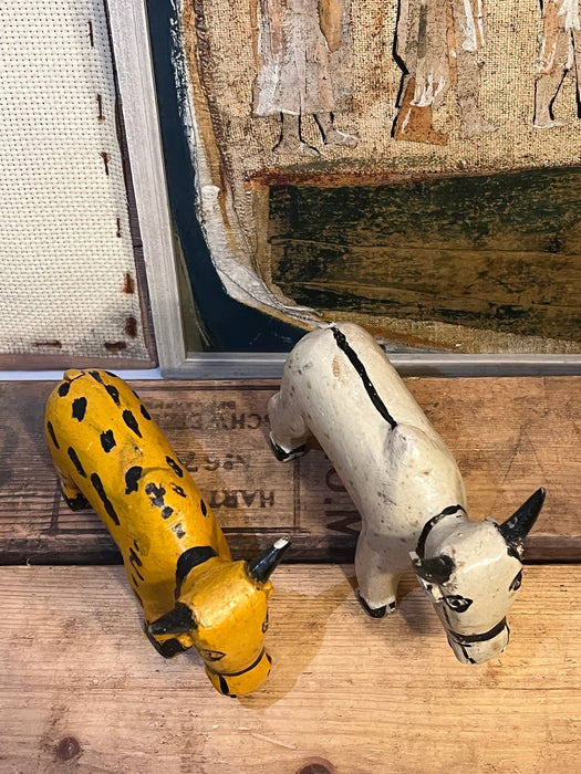 Pair of primitive handmade vintage animal Sculptures