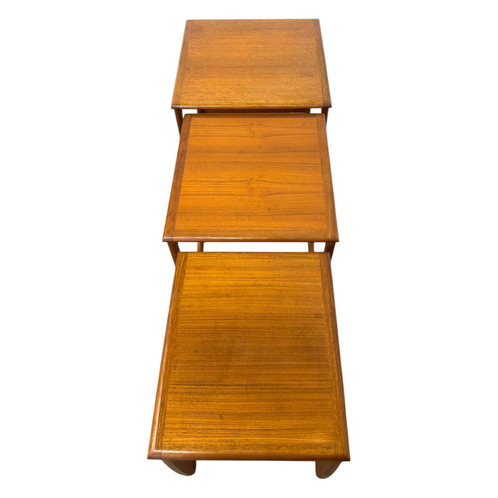 Mid-Century Modern Teak Nesting Tables | Vintage Danish Style Sculptural Side Tables (Set of 3)
