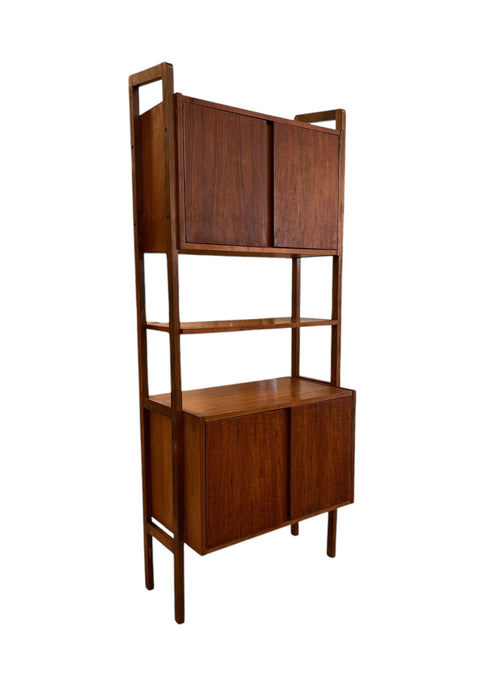 Vintage Mid Century Modern Free Standing Room Divider Wall Unit Cabinet with Finished Back