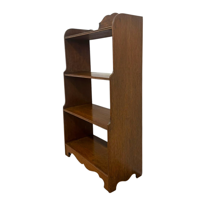 Vintage 4-Tier Solid Wood Bookshelf – Antique Style Scalloped Bookcase and Display Shelf