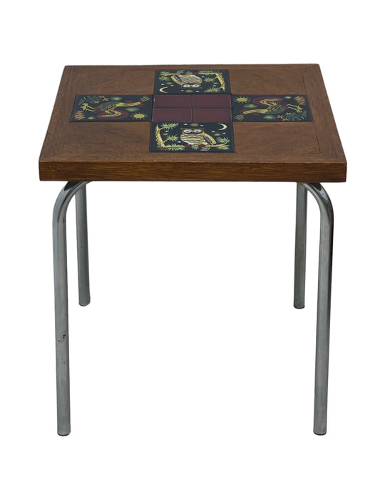 Vintage Mid Century Modern Accent Table with Tile top