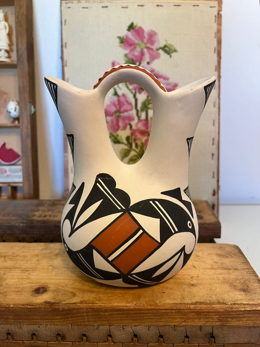 Vintage Signed Native American Pueblo Styled Pottery Wedding Vase.(Available by Online Purchase Only)