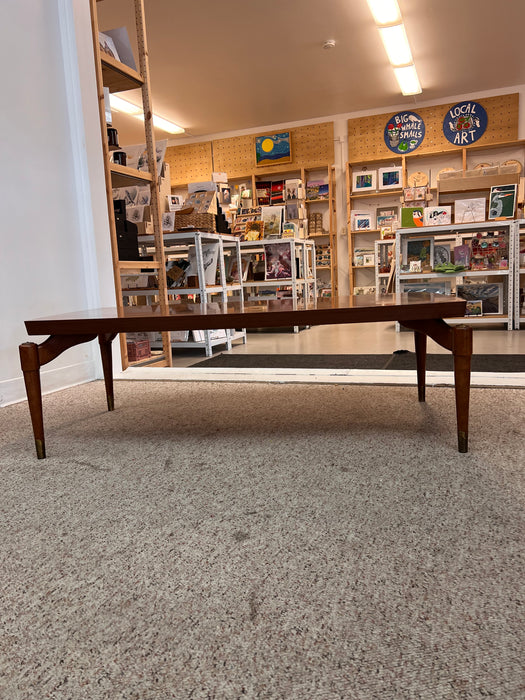 Vintage Mid Century Modern WalnutCoffee Table with Rocket Legs Laminate Top