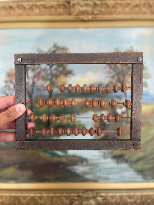 Possibly Antique Primitive Wooden Abacus - Estimated Early 20th Century Educational Counting Tool.