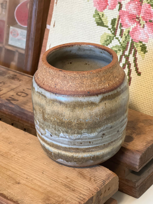 Vintage Signed Studio Pottery Vase With Nice Glaze Details as Is.