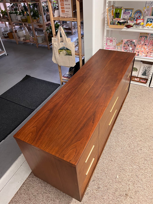 Vintage Mid Century Modern Solid Walnut 9-Drawer Dresser Dovetailed Drawers by Kent Coffey