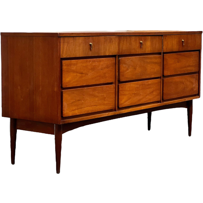 Vintage Mid Century Modern 9 Drawer Dresser Dovetail Drawers (Available for Online Purchase Only)