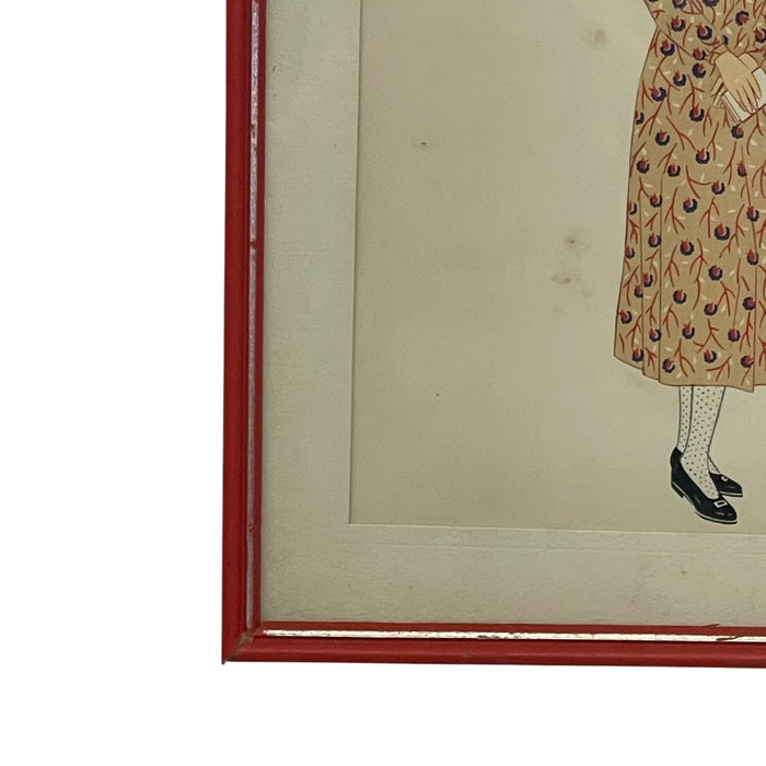 Vintage French Fashion Print by Lepage-Medvey, Costumes Français Champagne Woman, Framed Paris Editions Hyperion Illustration.