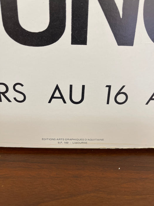 Vintage 1977 Brunon Exhibition Poster Paris Galerie d'Art de la Place Beauvau Owl Artwork