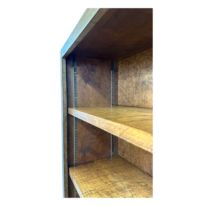 Vintage Mid Century Modern Stained Wood Adjustable Book Shelf.