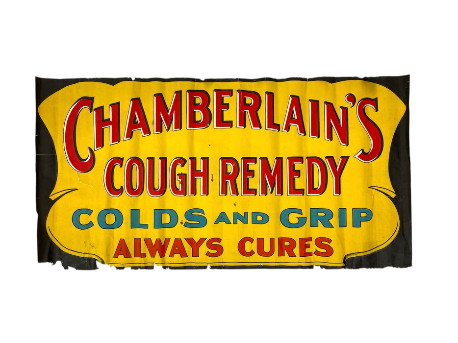 Chamberlain's Cough Remedy Advertising Poster - Early 20th Century Medicine Sign