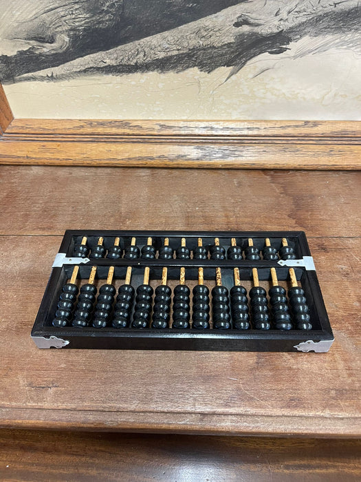Vintage 13 Row Wooden Abacus With Silver Toned Hardware.