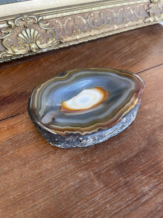 Polished Likely Agate Slice Bowl with Natural Banding