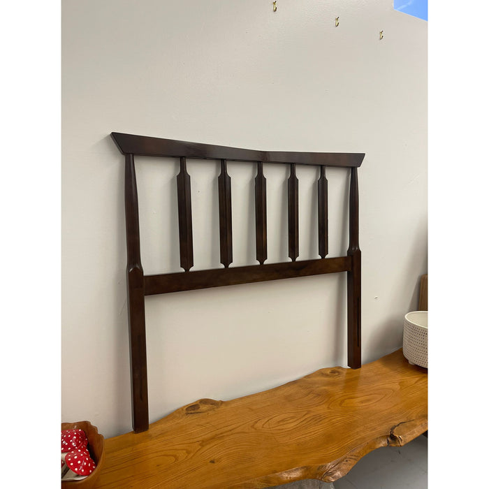 Vintage Wooden Spindle Twin Headboard With Metal Frame