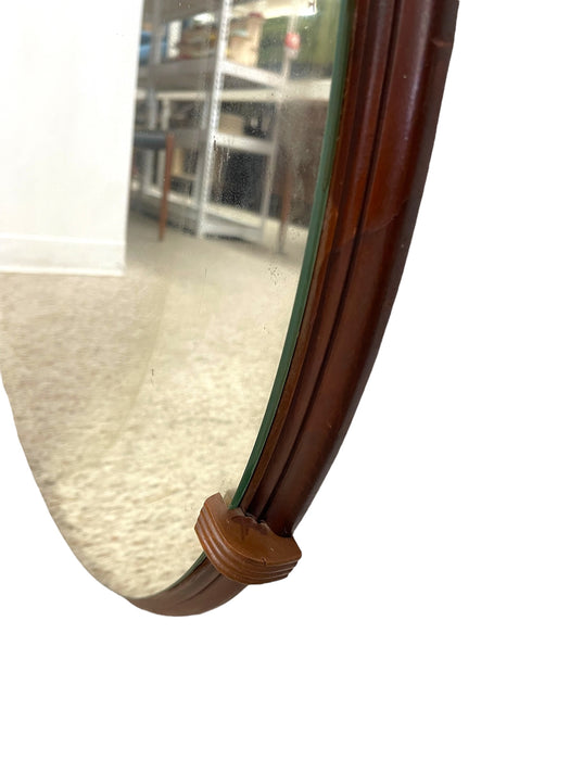 Art Deco Round Wall Mirror with Ribbed Clips