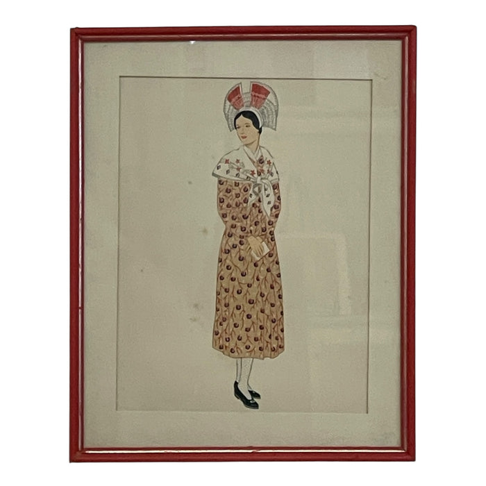 Vintage French Fashion Print by Lepage-Medvey, Costumes Français Champagne Woman, Framed Paris Editions Hyperion Illustration.