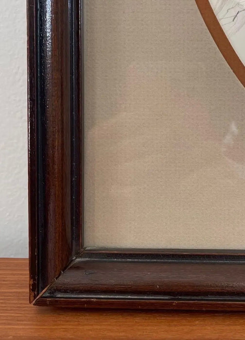 Vintage Original Wood Framed and Signed Deer and Tree Artwork.