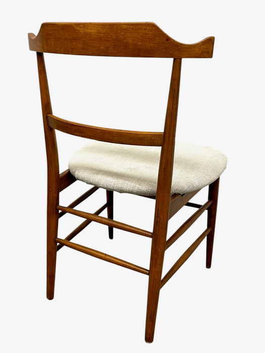 Vintage Mid-Century Modern Dining Chair in the Style of Milo Baughman - Upholstered Seat & Sculpted Wood Back