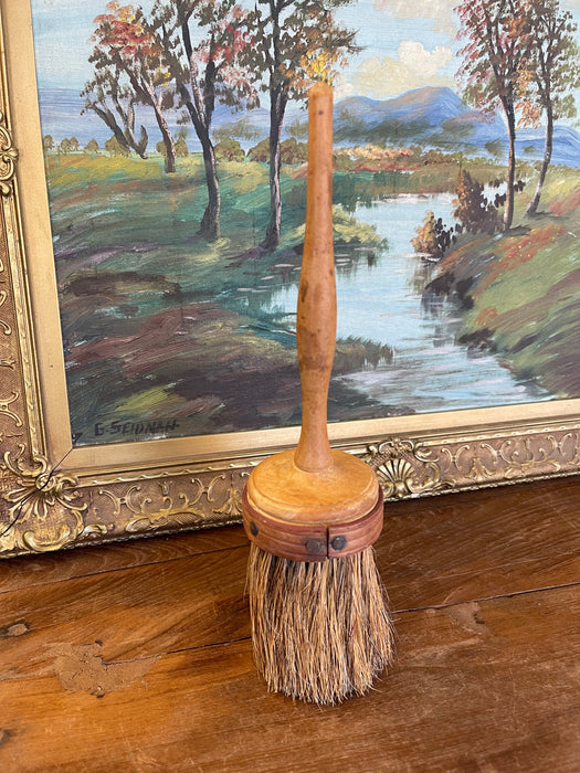 Handcrafted Whisk Broom with Turned Wood Handle and Natural bristles