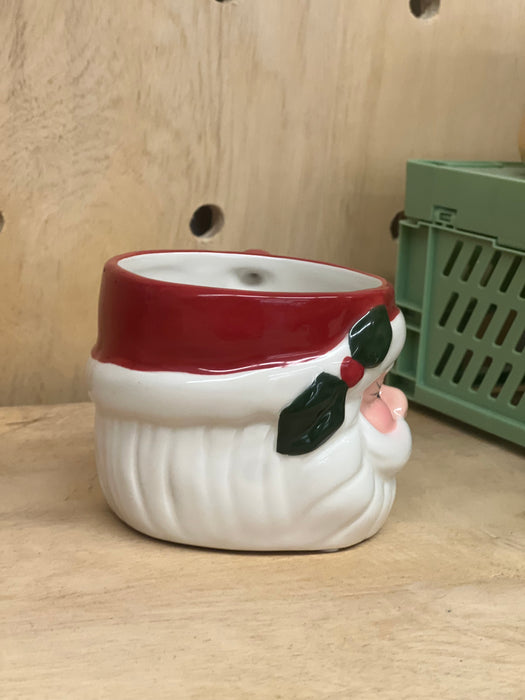 Handmade  Christmas Ceramic Santa Coffee Mug or Cup Food Safe and Candle Safe - Handcrafted Handpainted Pottery 10oz