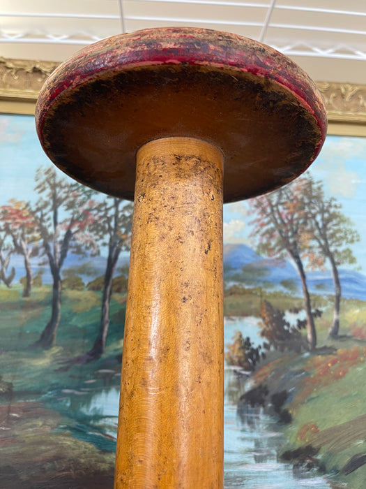 Industrial Wooden Textile Mill Bobbin or Spool with Red Painted Ends