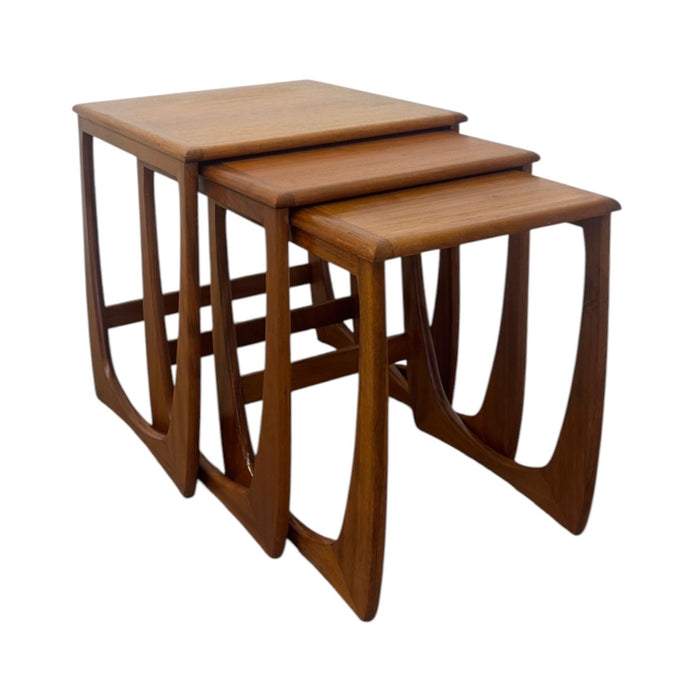 Mid-Century Modern Teak Nesting Tables | Vintage Danish Style Sculptural Side Tables (Set of 3)
