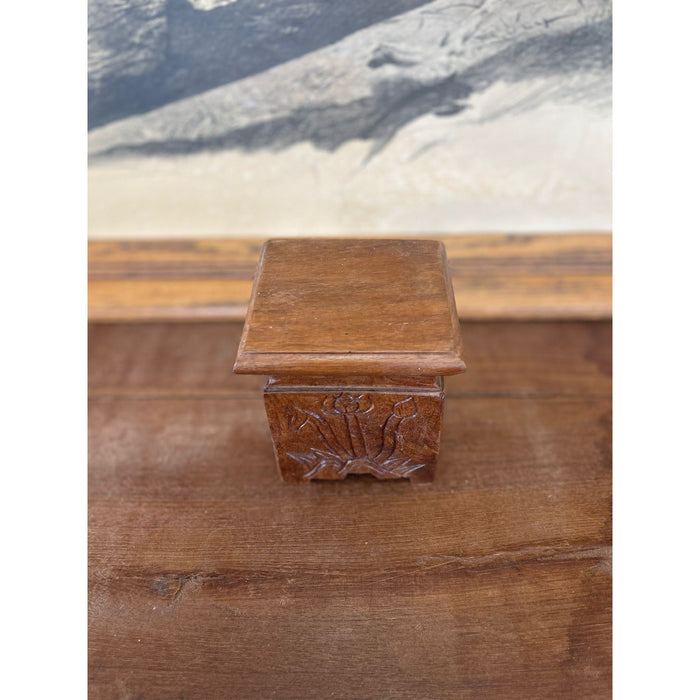 Vintage Wooden Stand Carved Floral Motif