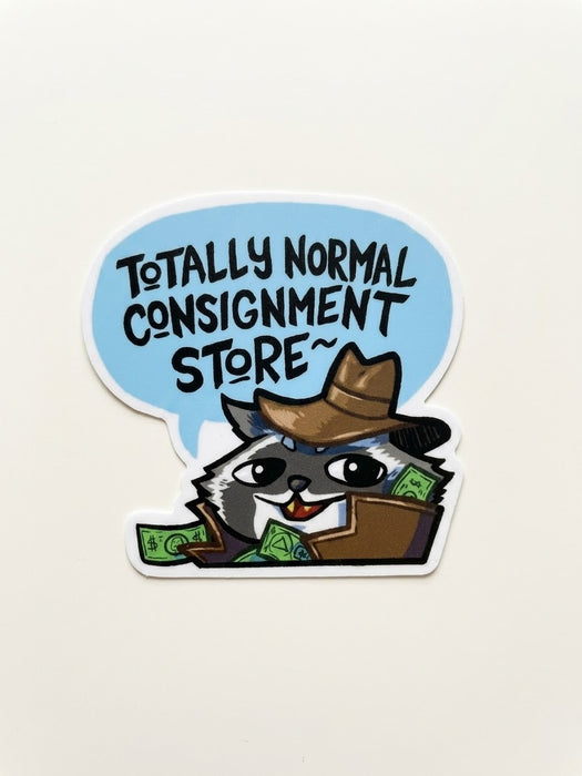 Totally Normal Consignment Raccoon Die-Cut Sticker