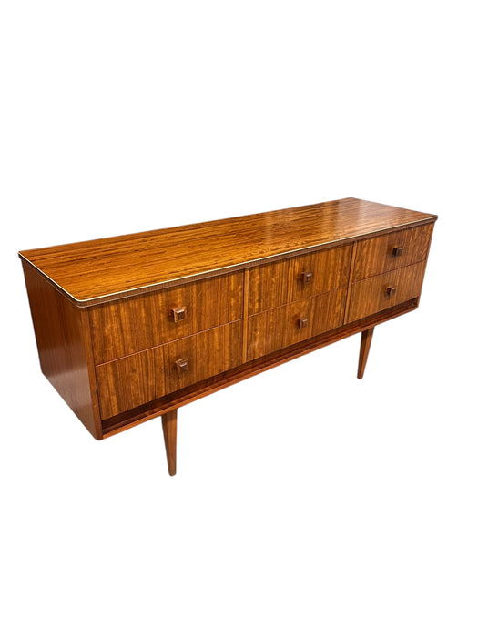 Vintage Mid Century Modern Figured Wood TV Media Console or Credenza or Accent Storage Cabinet UK Import