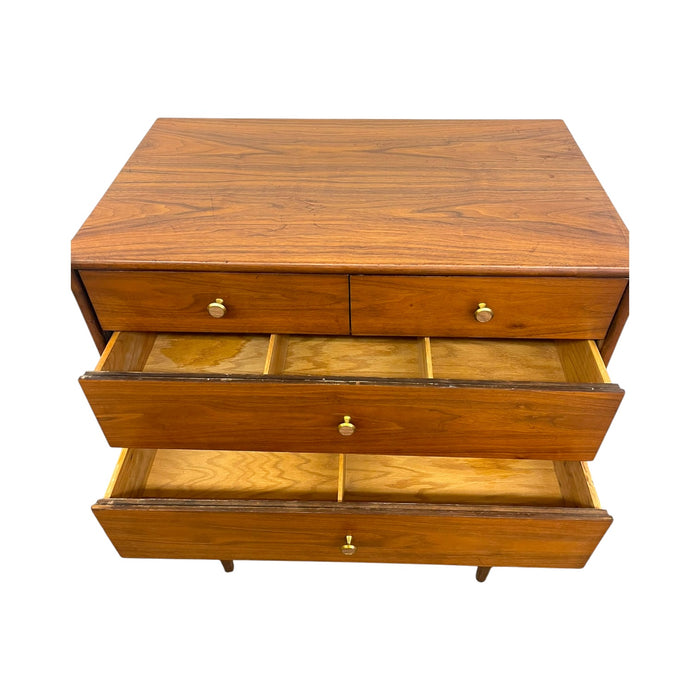 Mid-Century Modern Drexel Declaration Walnut Tallboy Dresser by Kipp Stewart – 6-Drawer MCM Chest