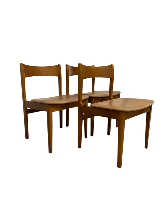 Mid-Century Modern Dining Chairs, Set of 3, Wooden Frames with Curved Backrests and Upholstered Seats