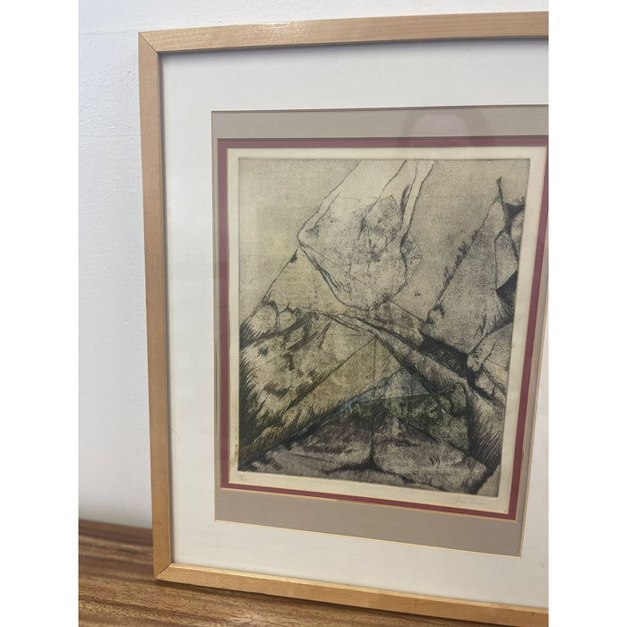 Vintage Framed Signed and Numbered Abstract Print.