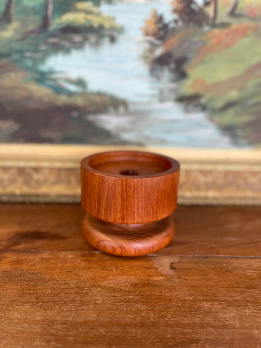 Vintage Kalmar Teak Wood Candle Holder or Vessel Base, Made in Thailand
