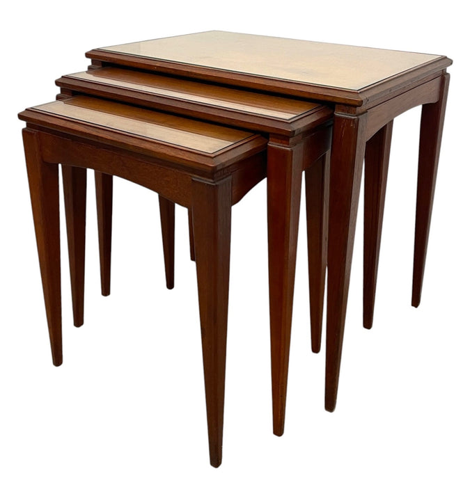 mid century Modern Nesting Table with Removable Glass Tops, Set of Three