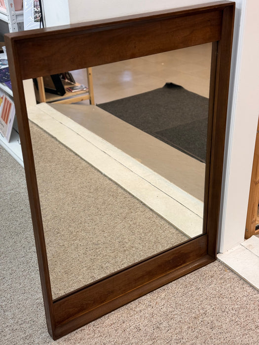 Vintage Mid Century Modern Walnut Wood Mirror by Stanley Furniture