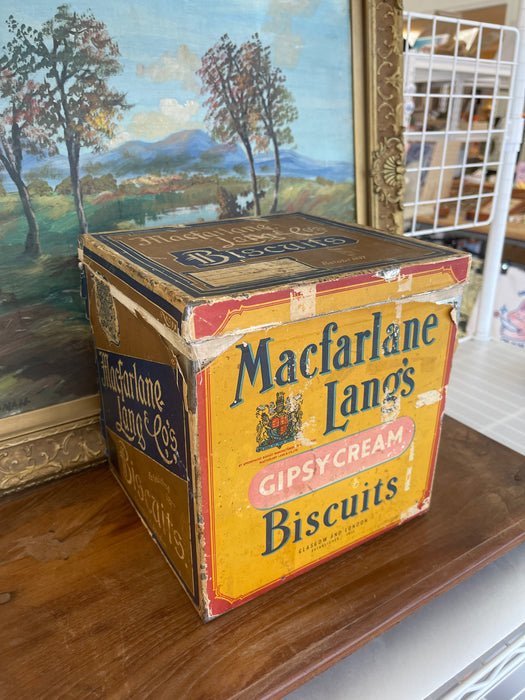 Antique Macfarlane Lang's Gipsy Cream Biscuit Tin Box, Early 20th Century, Glasgow & London