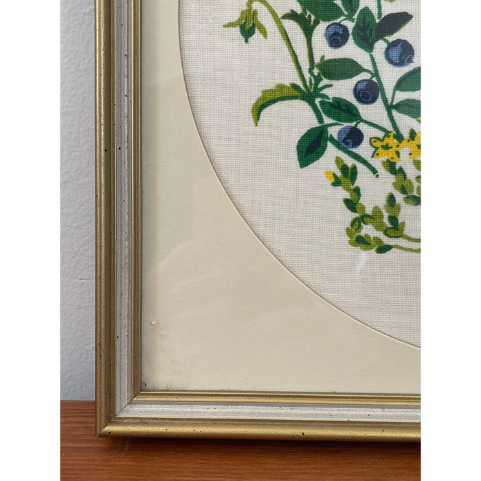 Vintage Original Framed and Signed Floral Wreath Artwork
