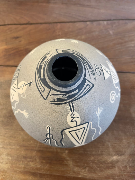 Vintage Kopa Native American Style Pottery Vase, Hand-Painted Black and White